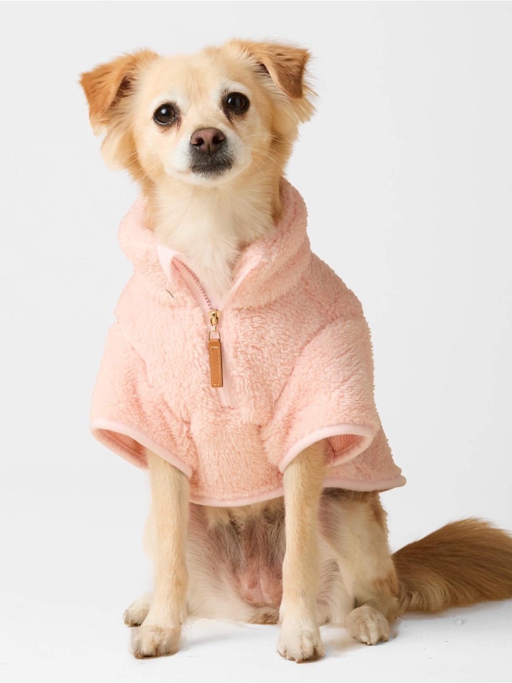 Pink Quarter-Zip Sherpa Dog Jacket M Nwt